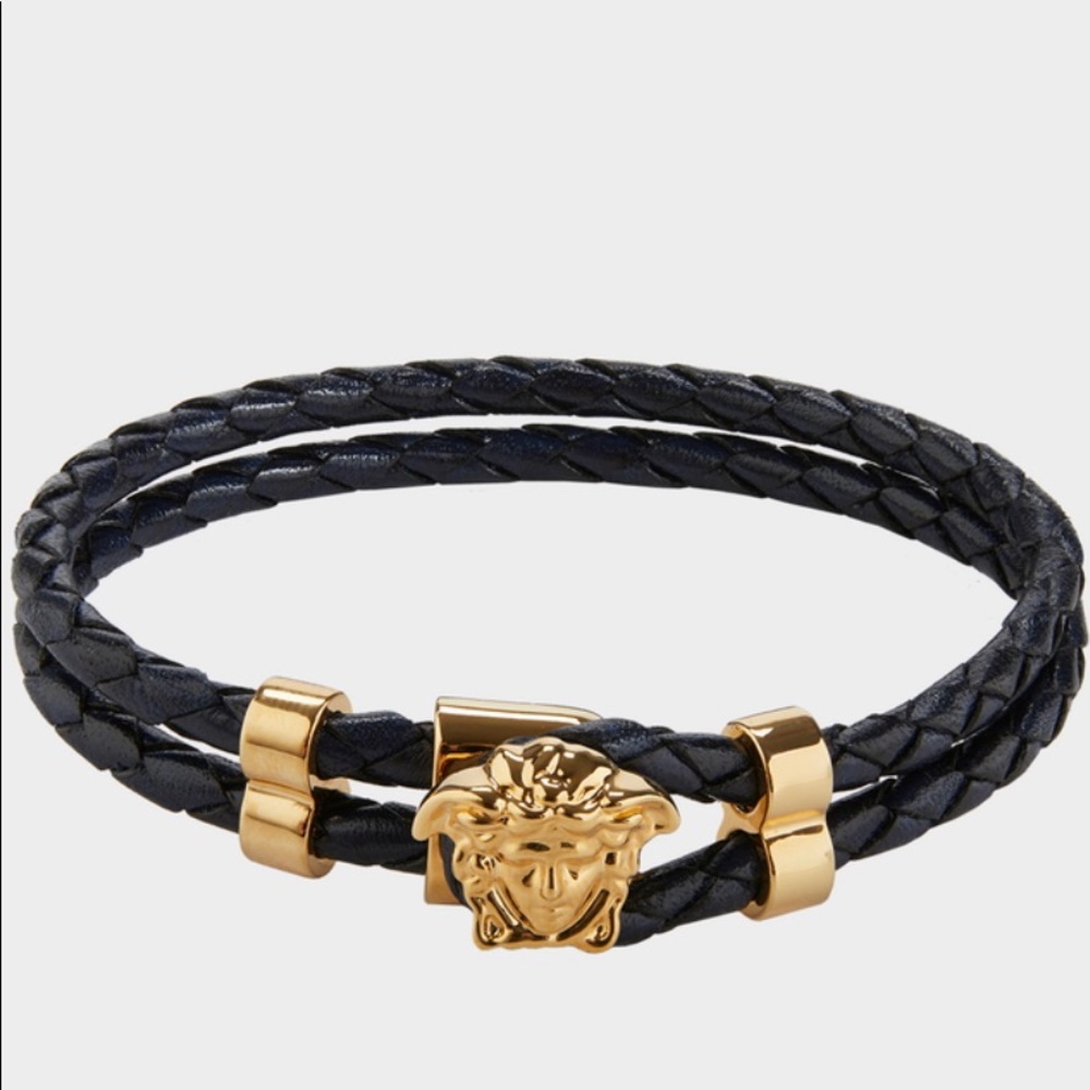 Versace Leather Medusa Head Bracelet